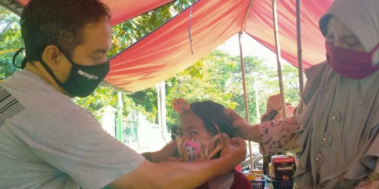 jurnalis Cirebon Peduli Anak,  Bagikan 1000 Masker Karakter