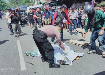 Di Lindas Dumtruk, Pemotor Wanita Lanjut Usia Meninggal Dunia Di TKP Jalan Raya Mertapada