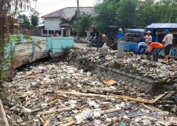 Saluran Irigasi di Brebes Penuhi Sampah