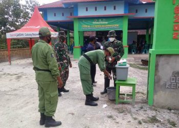 Budaya Cuci Tangan Terus Diterapkan di Lokasi TMMD Reguler Bojonegoro