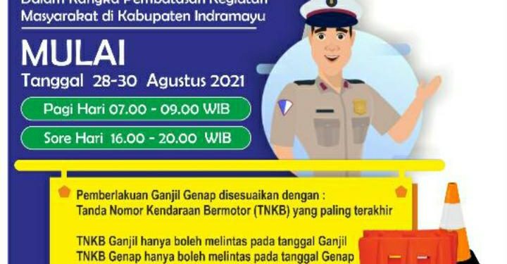Kurangi Mobilitas, Besok, Satlantas Polres Indramayu Uji Coba Ganjil Genap
