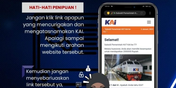 KAI Daop 3 Cirebon, Ingatkan Masyarakat Agar Waspada Penipuan Berkedok Promo KAI Kembali Marak