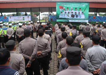 Ribuan Personel Gabungan Sholawat Bersama Sebelum Amankan Harlah 1 Abad NU