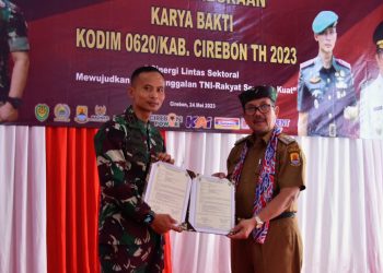 Karya Bhakti Kodim 0620 Kab.Cirebon,  Infrastruktur Desa Kedongdong Kidul Diperbaiki.