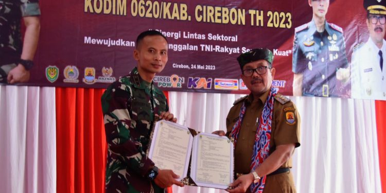 Karya Bhakti Kodim 0620 Kab.Cirebon,  Infrastruktur Desa Kedongdong Kidul Diperbaiki.