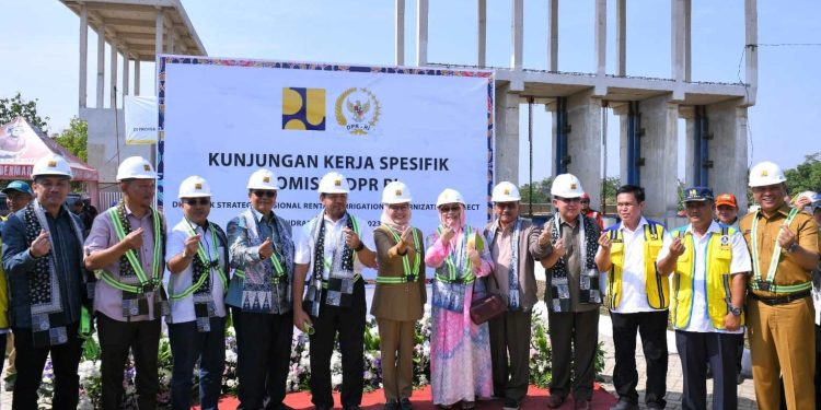 Bupati Indramayu dan Anggota Komisi V DPR RI Tinjau Daerah Irigasi Saluran Cipelang