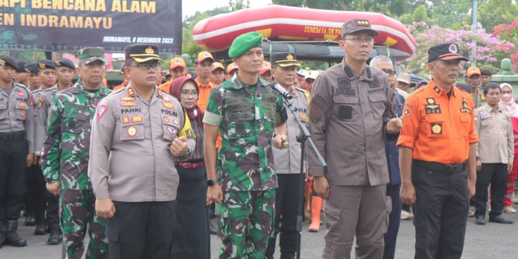 Penanggulangan Bencana Hidrometeorologi, Polres Indramayu Bersama Instansi Lain Gelar Apel Kesiapan