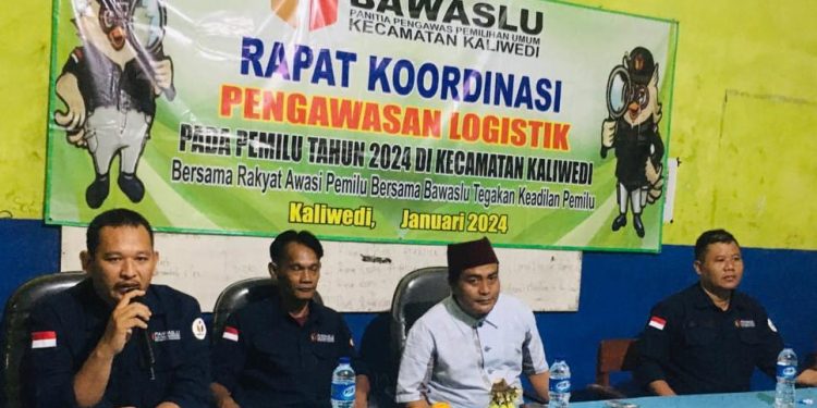 Rakor Pengawasan Logistik, Panwascam Kaliwedi Minta Saling Mengawasi Tahapan Pemilu