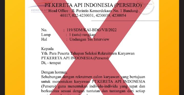 Peringatan dari PT KAI: Waspada Terhadap Modus Penipuan Rekrutmen