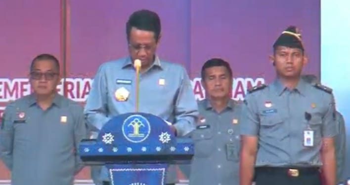 Jajaran Lapas Narkotika Cirebon Ikut Apel Pagi Pegawai Bersama Menteri Hukum dan Ham yang Baru Secara Hybrid