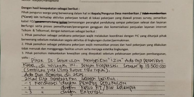 Kompensasi Dari Perizinan Pembangunan Infrastruktur Jaringan Internet di Desa Setu Kulon Disoal
