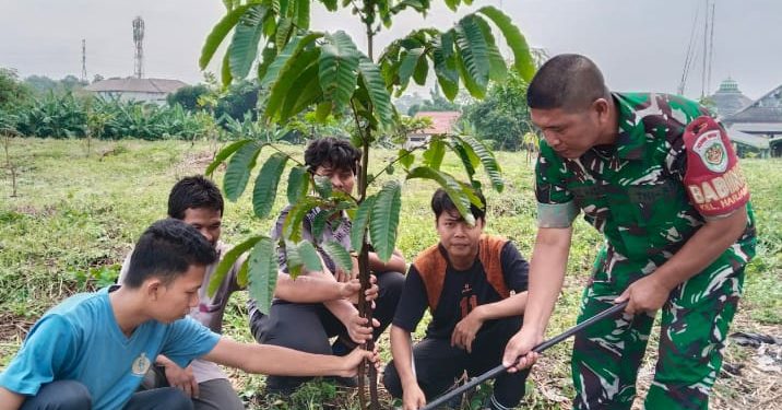 Peduli Alam dan Lingkungan Hidup, Babinsa Bersama DLH Kota Cirebon Laksanakan Reboisasi