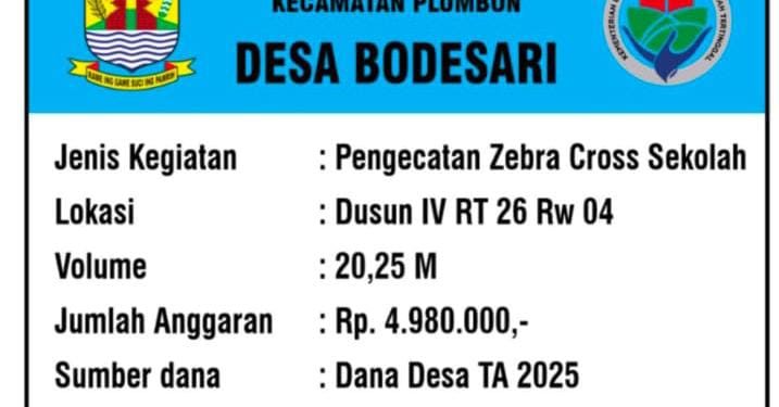 Pekerjaan Pengecatan Zebra Cross Sekolah Gunakan Dana Desa di Desa Bodesari Dipertanyakan 