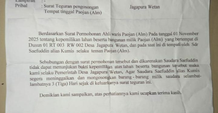 Ketua LBH Indonesia Adil Bersatu H. Hasan Bisri, Pengusiran Warga Jagapura Saefudin, Oleh Pihak Pemdes Masuk Rana Hukum