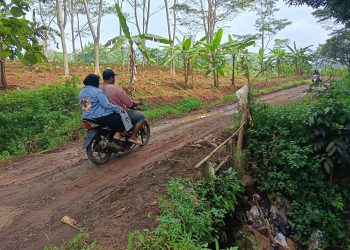 Pondasi Roboh, Jembatan Cidileum Desa Jatipancur Nyaris Ambruk
