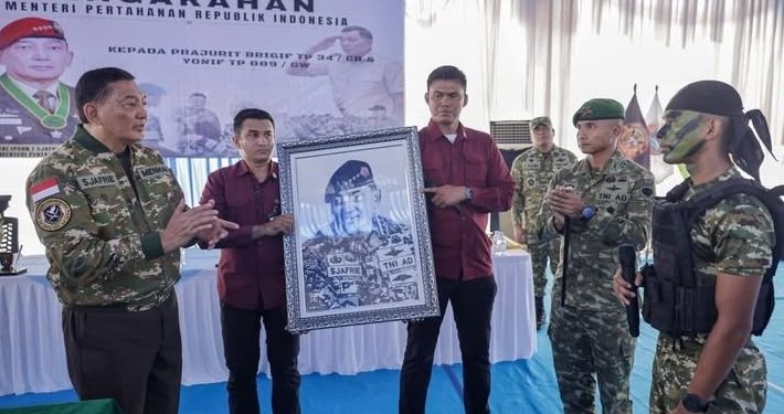 Danbrigif TP 34 CAKRA BUANA Sambut Kunker Menhan di Marchalling Area Brigif TP 34/CB & Yonif TP 889/GW