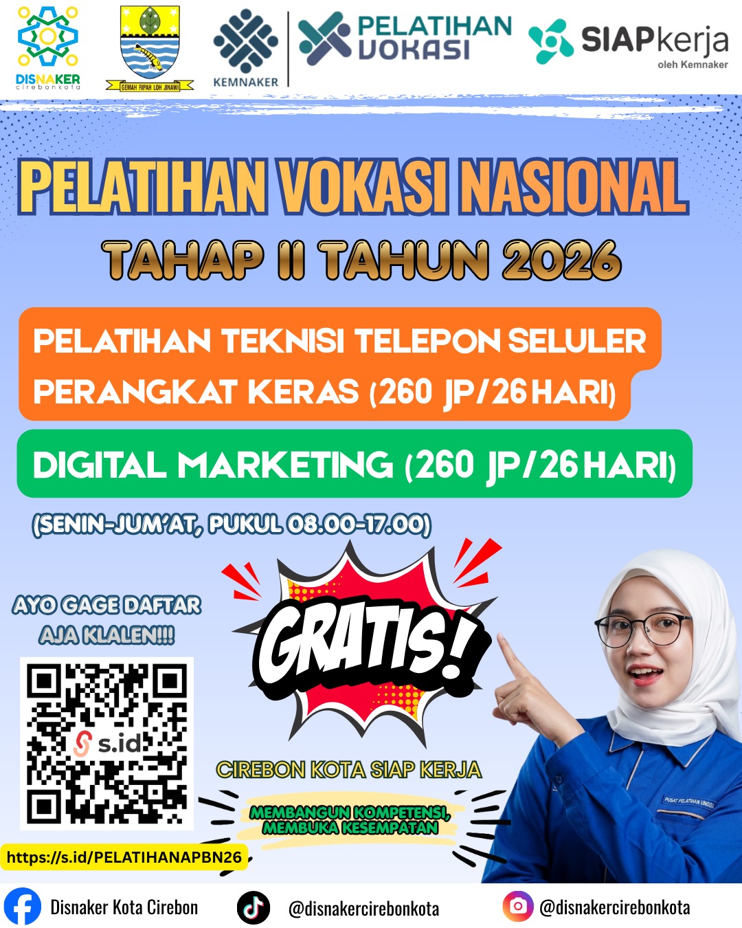 Dinas Ketenagakerjaan Kota Cirebon Buka Pelatihan Gratis