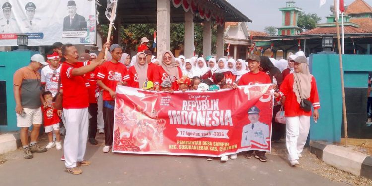 Meriahkan HUT RI Ke-81, Pemerintah Desa Sampih Gelar Jalan Santai