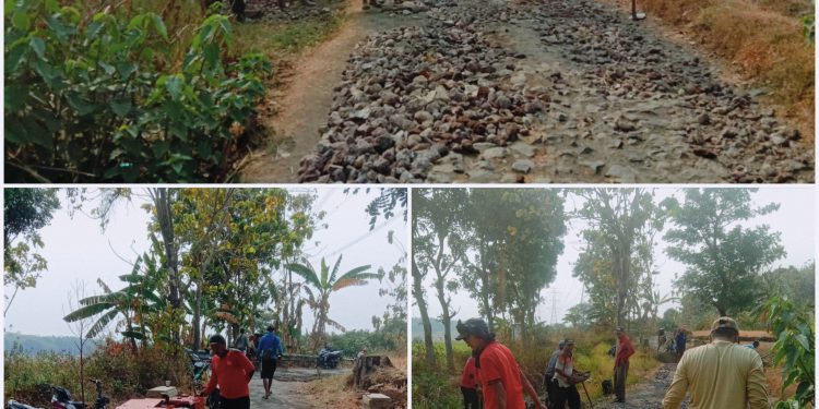 Hambat Aktivitas, Warga Swadaya Perbaiki Jalan Sedong Kidul – Nagrak Sepanjang 800 Meter